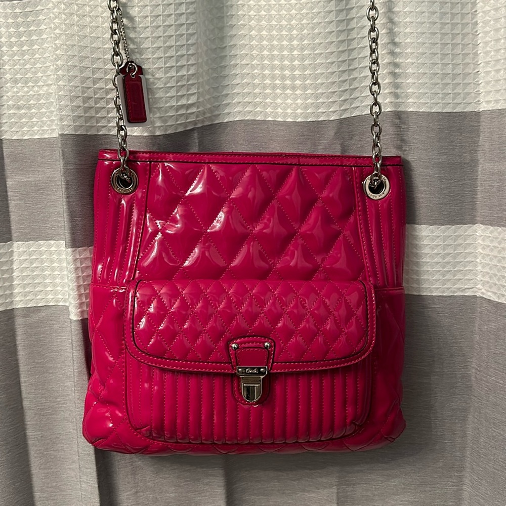 Coach Poppy Liquid Gloss Mini Groovy Handbag Magenta